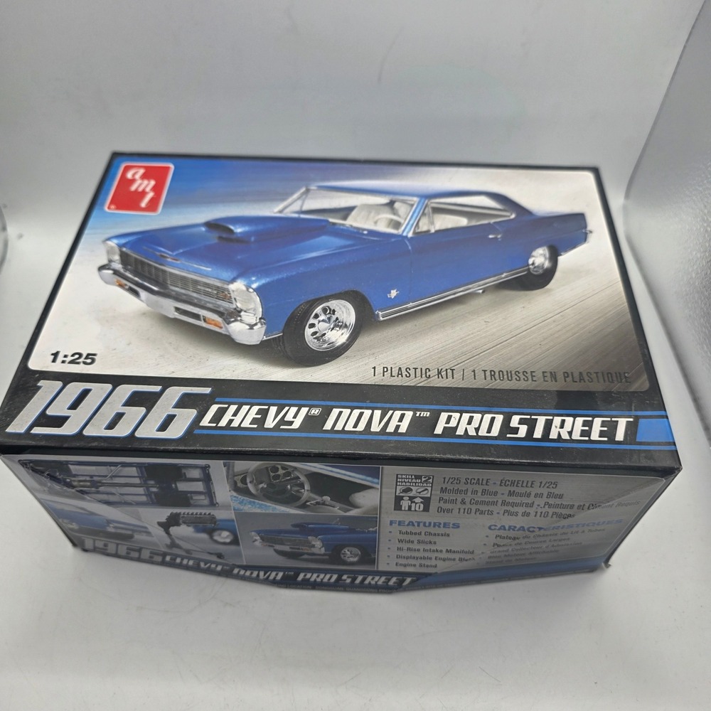 AMT 1966 Chevy Nova Pro Street 1/25 Model Kit #636 Open Box Unbuilt